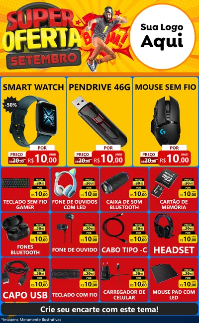 Modelo de Encarte para Encarte Grande com o tema Super Oferta Setembro para Informática