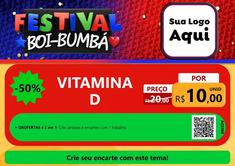 Modelo de Cartaz para Cartaz A4 Horizontal com o tema Festival Boi-Bumbá para Farmácia
