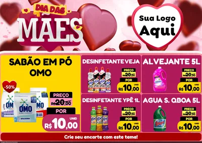 Modelo de Encarte para Encarte A4 Horizontal com o tema Dia Das Mães para Produtos de Limpeza