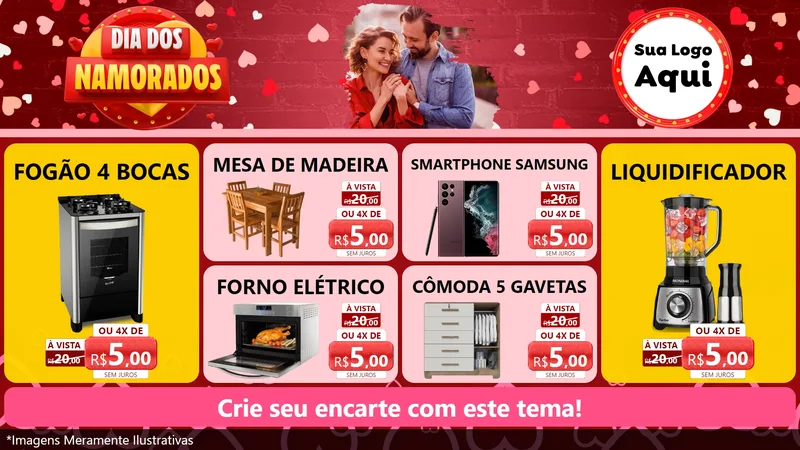 Modelo de TV para TV Horizontal com o tema Dia Dos Namorados para Móveis e Eletro
