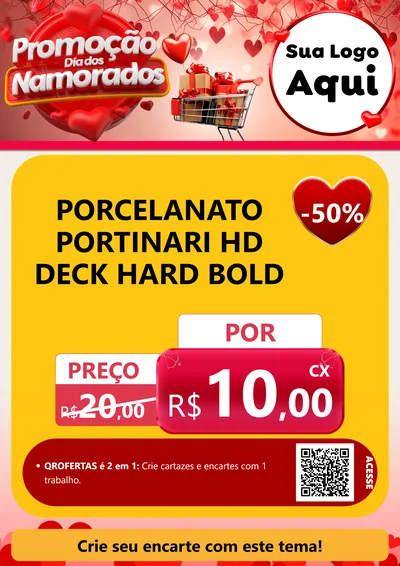 Modelo de Cartaz para Cartaz A4 Vertical com o tema Promoção Dia dos Namorados para Pisos e revestimentos