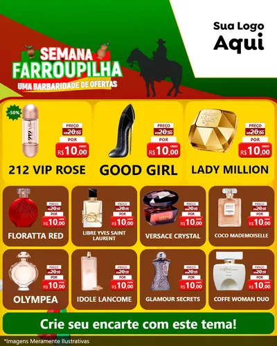 Modelo de Rede Social para Feed Instagram com o tema Semana Farroupilha - Uma Barbaridade de Ofertas para Perfumes