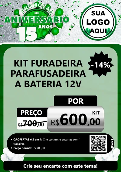Modelo de Cartaz para Cartaz A4 Vertical com o tema Promoção de Aniversário - 15 Anos para Maquinas e Ferramentas
