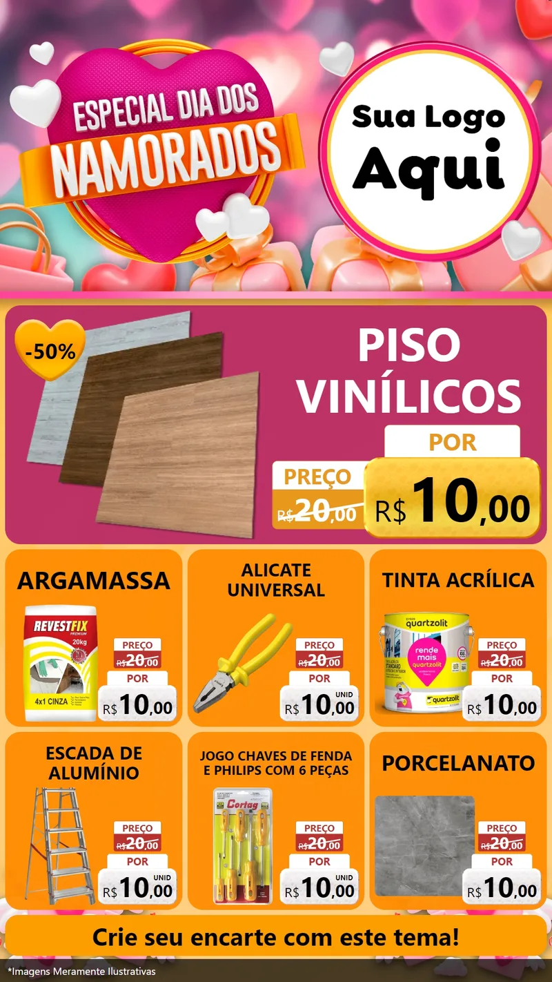 Modelo de Rede Social para Stories com o tema Especial Dia dos Namorados para Material para Construção