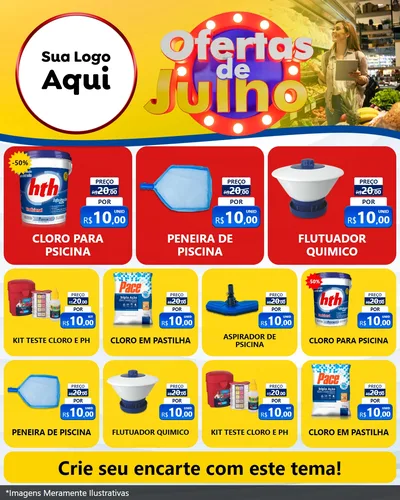 Modelo de Rede Social para Feed Instagram com o tema Ofertas de Julho para Produtos para Piscina