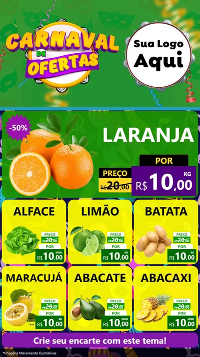 Modelo de Rede Social para Stories com o tema Carnaval de Ofertas para Hortifrúti