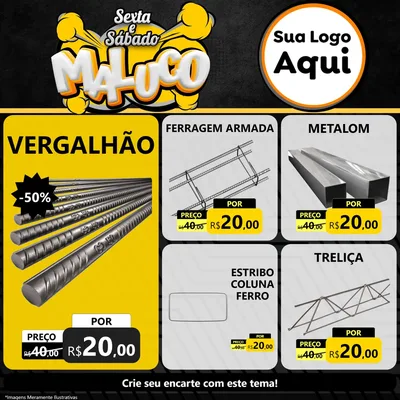 Modelo de Rede Social para Feed Facebook com o tema Sexta e Sábado Maluco para Ferragens