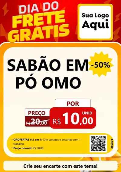 Modelo de Cartaz para Cartaz A4 Vertical com o tema Dia do Frete Grátis para Produtos de Limpeza