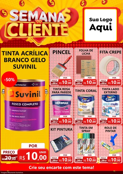Modelo de Encarte para Encarte A4 Vertical com o tema Semana do Cliente para Tintas e Ferramentas