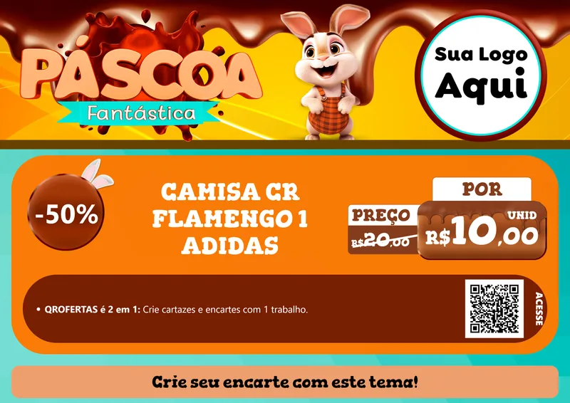 Modelo de Cartaz para Cartaz A4 Horizontal com o tema Páscoa Fantástica para Roupas e acessórios