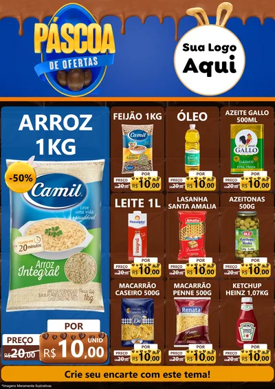 Modelo de Encarte para Encarte A4 Vertical com o tema Páscoa de Ofertas para Supermercado