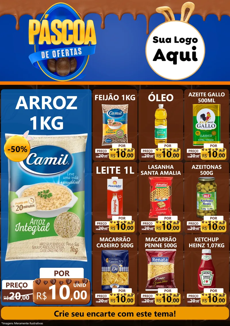 Modelo de Encarte para Encarte A4 Vertical com o tema Páscoa de Ofertas para Supermercado