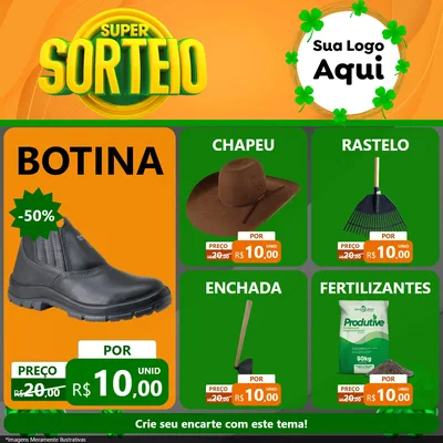 Modelo de Rede Social para Feed Facebook com o tema Super Sorteio para Agropecuária