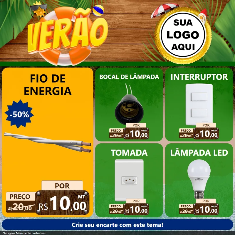 Modelo de Rede Social para Feed Facebook com o tema Verão para Materiais Elétricos