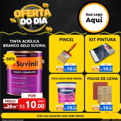 Modelo de Rede Social para Feed Facebook com o tema Oferta Do Dia para Tintas e Ferramentas