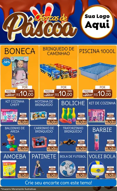 Modelo de Encarte para Encarte Grande com o tema Ofertas de Páscoa para Brinquedos