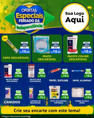 Modelo de Rede Social para Feed Instagram com o tema Ofertas Especiais Feriado da Independência para Embalagens