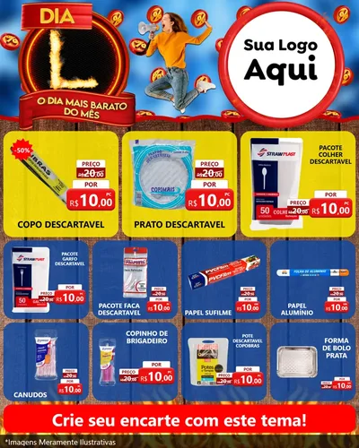 Modelo de Rede Social para Feed Instagram com o tema Dia L - O Dia Mais Barato Do Mês para Embalagens