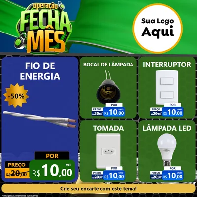Modelo de Rede Social para Feed Facebook com o tema Operação Fecha Mês para Materiais Elétricos