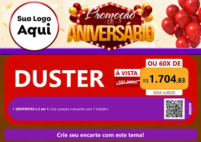 Modelo de Cartaz para Cartaz A4 Horizontal com o tema Promoção de Aniversário para Concessionaria de Carros
