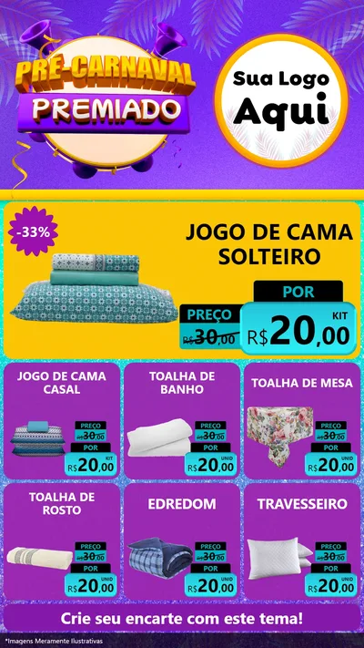 Modelo de Rede Social para Stories com o tema Pré-Carnaval Premiado para Cama, Mesa e Banho
