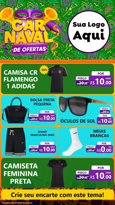 Modelo de TV para TV Vertical com o tema Carnaval de Ofertas para Roupas e acessórios