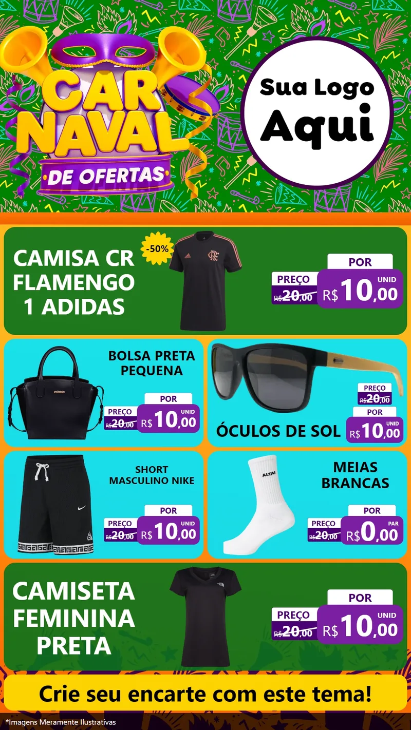 Modelo de TV para TV Vertical com o tema Carnaval de Ofertas para Roupas e acessórios