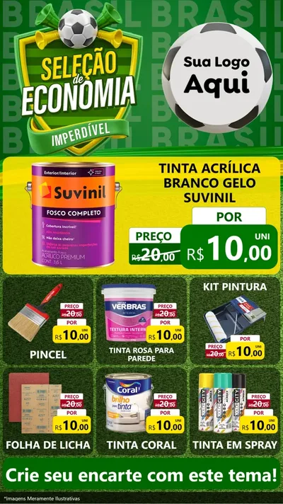 Modelo de Rede Social para Stories com o tema Seleção de Economia - Copa para Tintas e Ferramentas