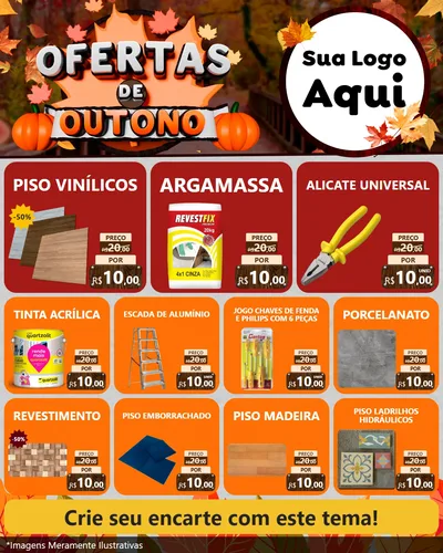 Modelo de Rede Social para Feed Instagram com o tema Ofertas de Outono para Material para Construção