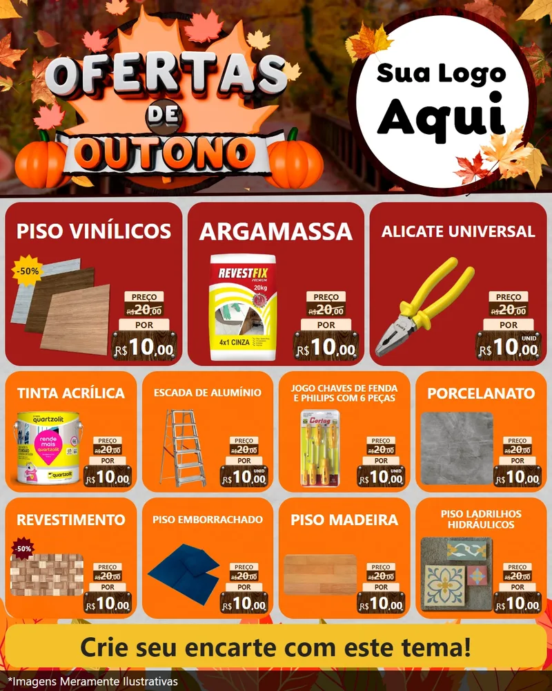 Modelo de Rede Social para Feed Instagram com o tema Ofertas de Outono para Material para Construção