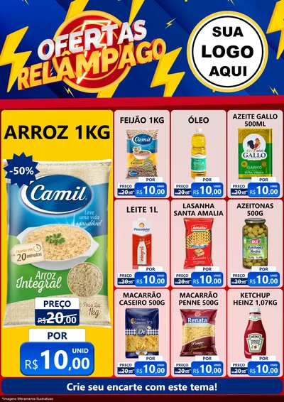 Modelo de Encarte para Encarte A4 Vertical com o tema Ofertas Relâmpago para Supermercado