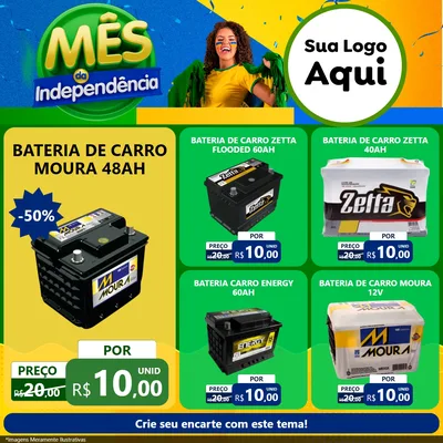 Modelo de Rede Social para Feed Facebook com o tema Mês da Independência para Baterias Elétricas