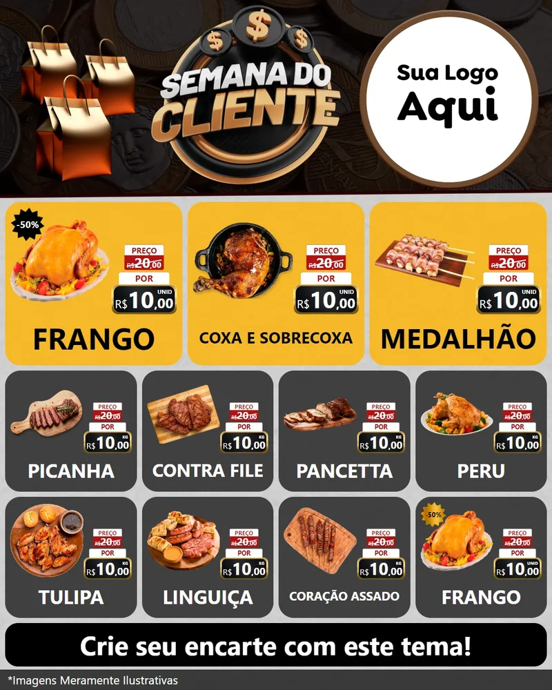 Modelo de Rede Social para Feed Instagram com o tema Semana do Cliente para Assados
