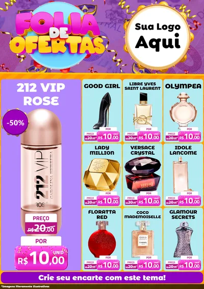 Modelo de Encarte para Encarte A4 Vertical com o tema Folia de Ofertas para Perfumes