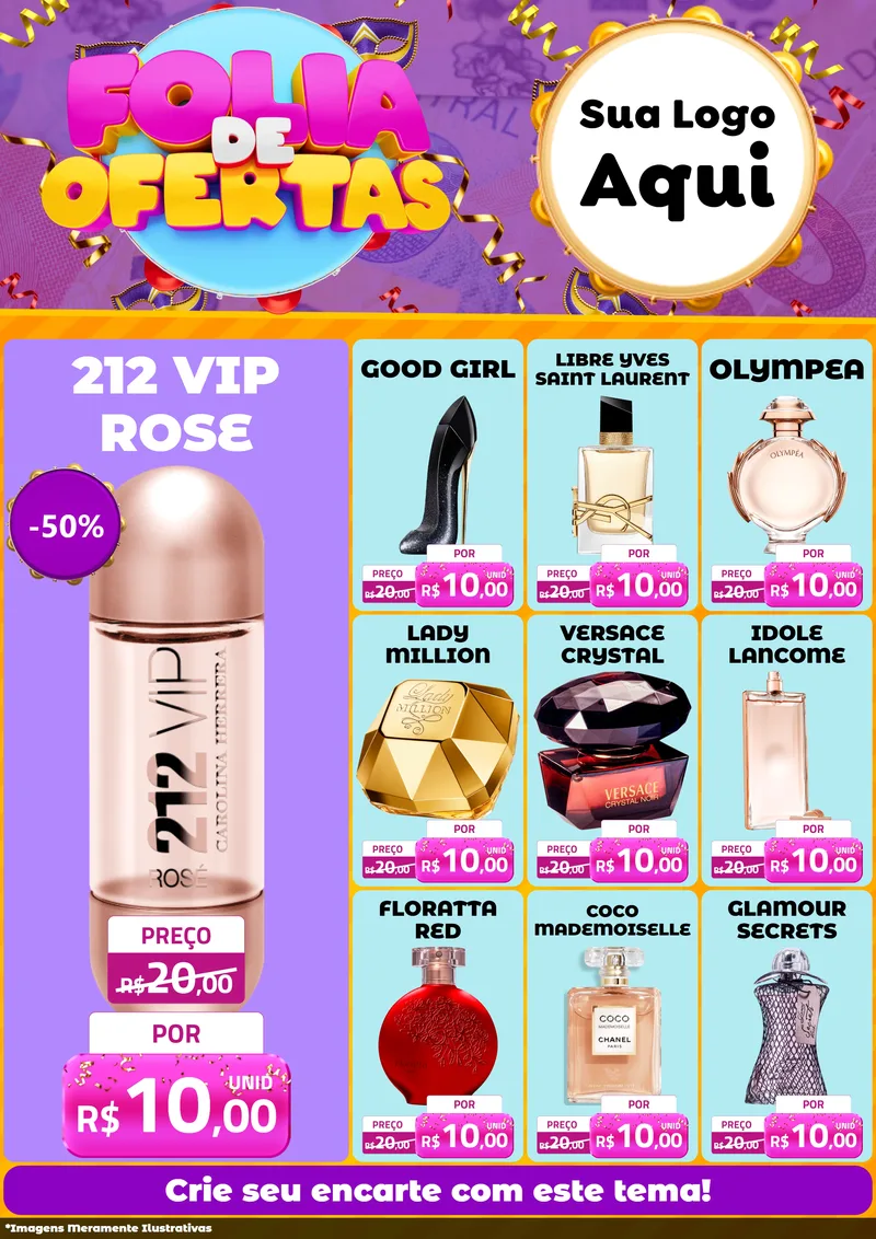 Modelo de Encarte para Encarte A4 Vertical com o tema Folia de Ofertas para Perfumes