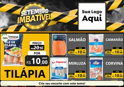Modelo de Encarte para Encarte A4 Horizontal com o tema Setembro Imbatível para Peixaria