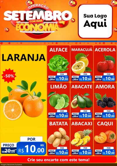 Modelo de Encarte para Encarte A4 Vertical com o tema Operação Setembro Com Muita Economia para Hortifrúti
