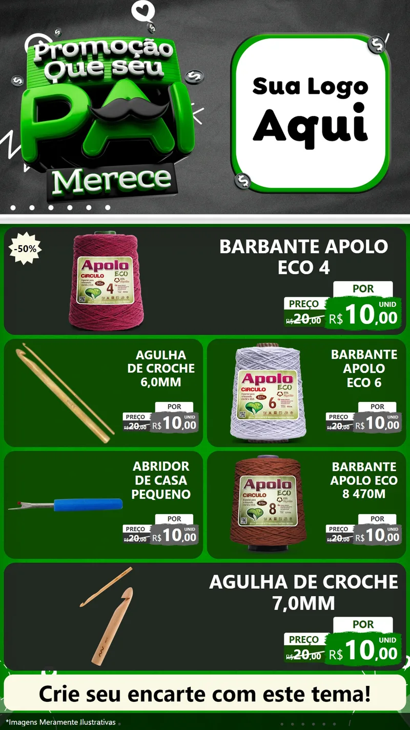 Modelo de TV para TV Vertical com o tema Promoção Que seu Pai Merece para Armarinho e Aviamentos