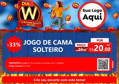 Modelo de Cartaz para Cartaz A4 Horizontal com o tema Dia W - O Dia Mais Barato Do Mês para Cama, Mesa e Banho