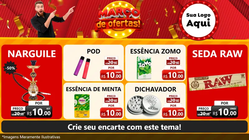 Modelo de TV para TV Horizontal com o tema Março de Ofertas! para Tabacaria