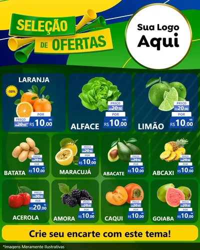 Modelo de Rede Social para Feed Instagram com o tema Seleção de Ofertas - Copa para Hortifrúti