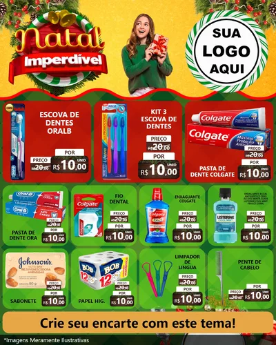 Modelo de Rede Social para Feed Instagram com o tema Natal Imperdível para Higiene Pessoal