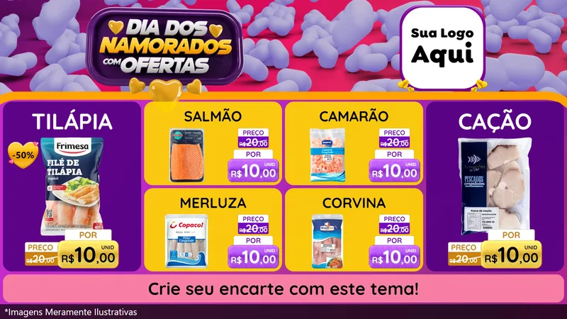 Modelo de TV para TV Horizontal com o tema Dia Dos Namorados Com Ofertas para Peixaria