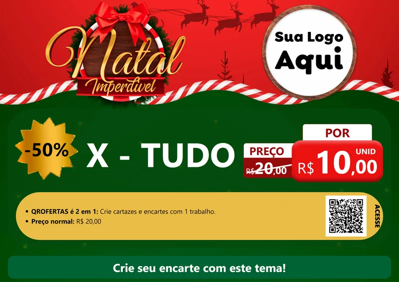 Modelo de Cartaz para Cartaz A4 Horizontal com o tema Natal Imperdível para Hamburgueria