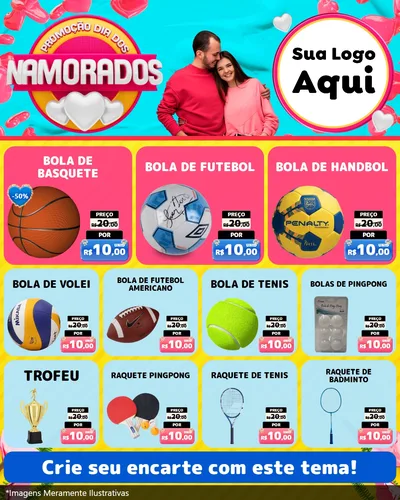 Modelo de Rede Social para Feed Instagram com o tema Promoção Dia dos Namorados para Artigos Esportivos