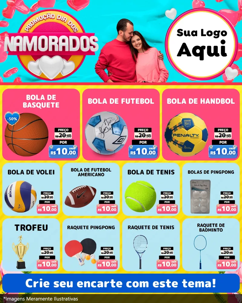 Modelo de Rede Social para Feed Instagram com o tema Promoção Dia dos Namorados para Artigos Esportivos