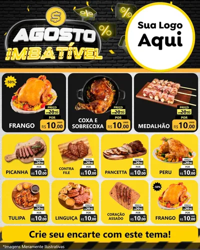 Modelo de Rede Social para Feed Instagram com o tema Agosto Imbatível para Assados