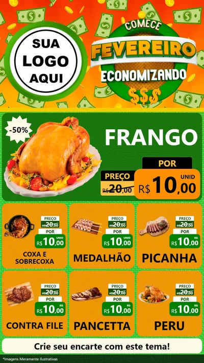 Modelo de Rede Social para Stories com o tema Comece Fevereiro Economizando para Assados