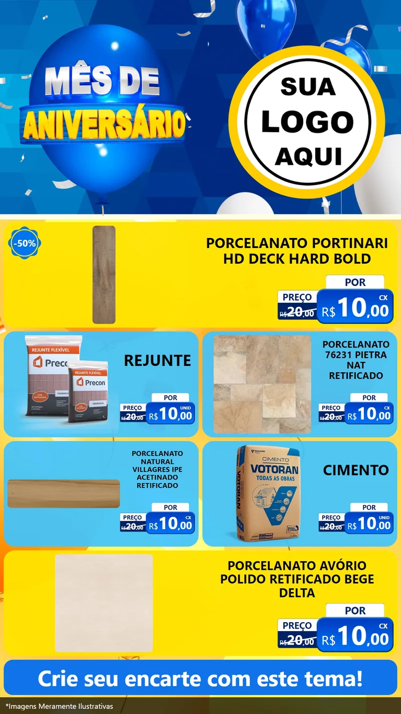 Modelo de TV para TV Vertical com o tema Mês de Aniversário para Pisos e revestimentos