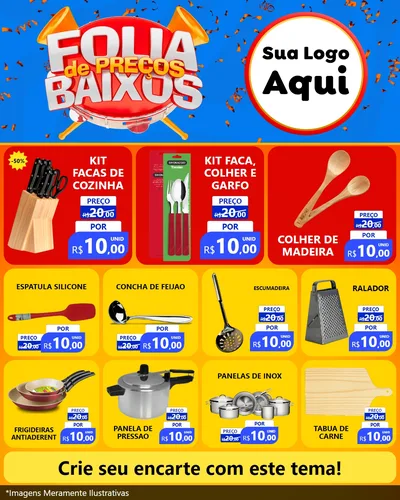 Modelo de Rede Social para Feed Instagram com o tema Folia de Preços Baixos para Utilidades Domésticas